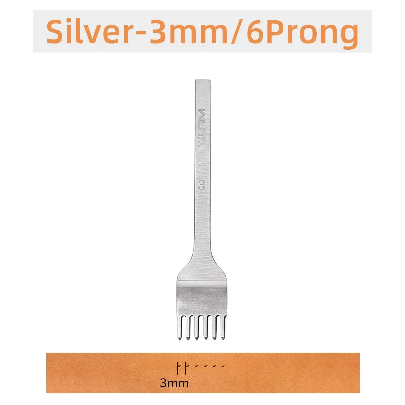 WUTA Leather Chisel Tool – Diamond Pricking Iron with 3/4/5/6mm Hole Punch for Stitching & Leathercraft