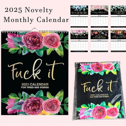 2025 'Tired-Ass Women' Funny Wall Calendar - 12 Months of Cuss Word Sayings, Unique New Year Gift for Her