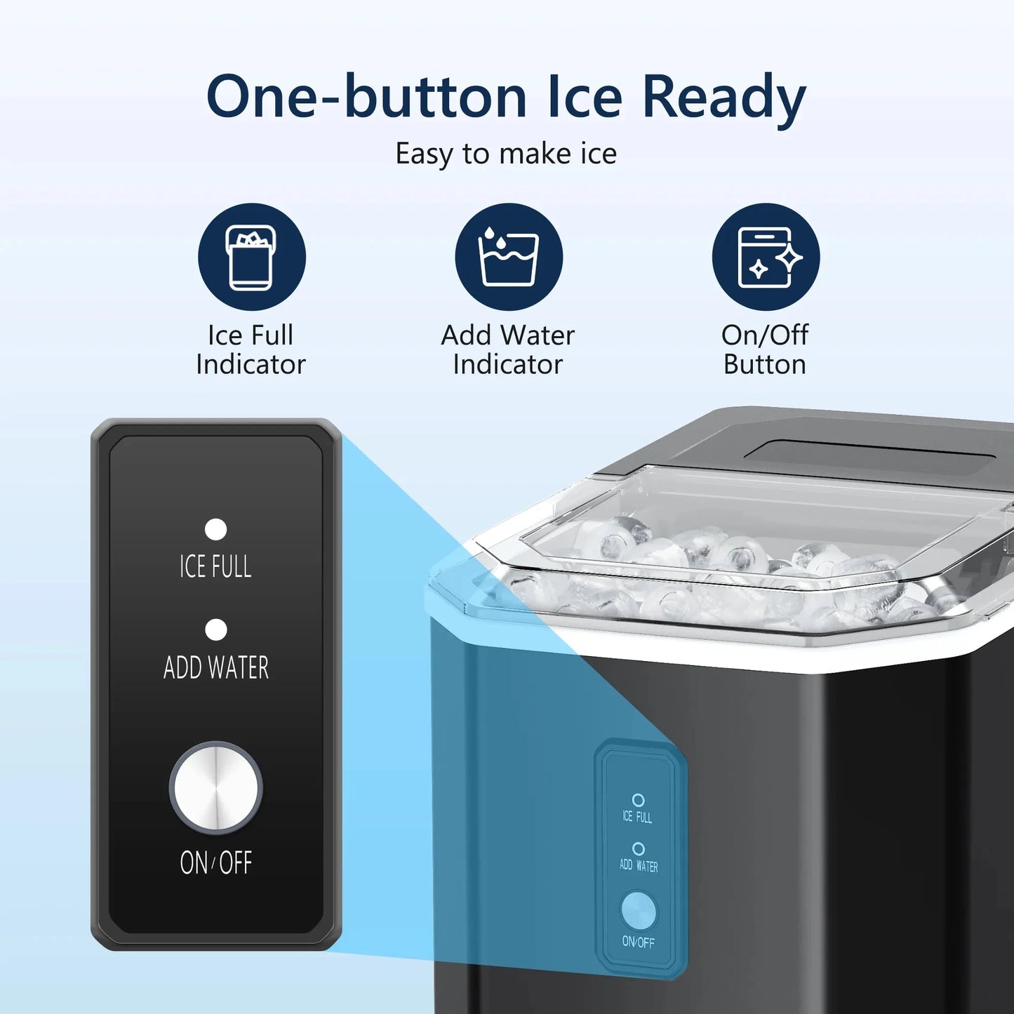 SIMZLIFE Countertop Ice Maker – 26.5 lbs/24H, 9 Cubes in 6 Mins, Self-Cleaning Portable Ice Machine with Handle, Black