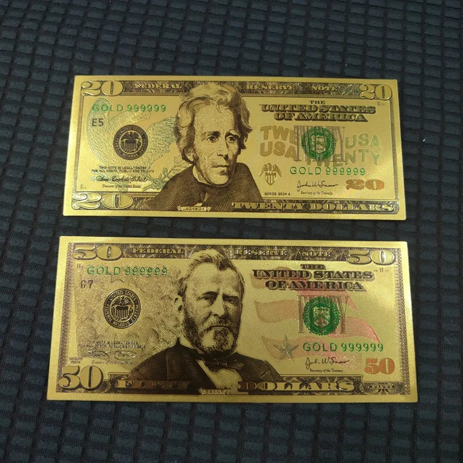 7/8/36Pcs Gold Plated US Dollar Bills – Gold Foil Fake Money for Crafts, Collection & Home Decor