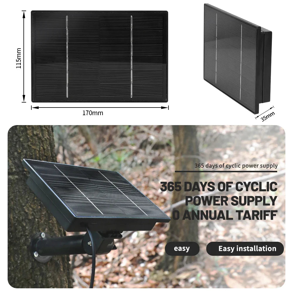 D4 5V/6V Solar Battery Charger – 4W Portable Solar Power Bank for Security Cameras, DC 5521 Output