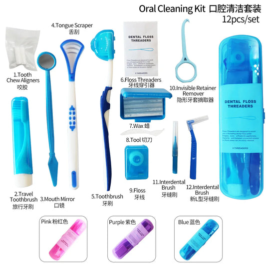 12PCS Orthodontic Oral Care Kit – Teeth Cleaning & Dental Hygiene Tools