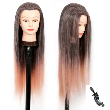 Mannequin Head with Long Synthetic Hair – Hairdresser Training Doll for Braiding & Styling Practice
