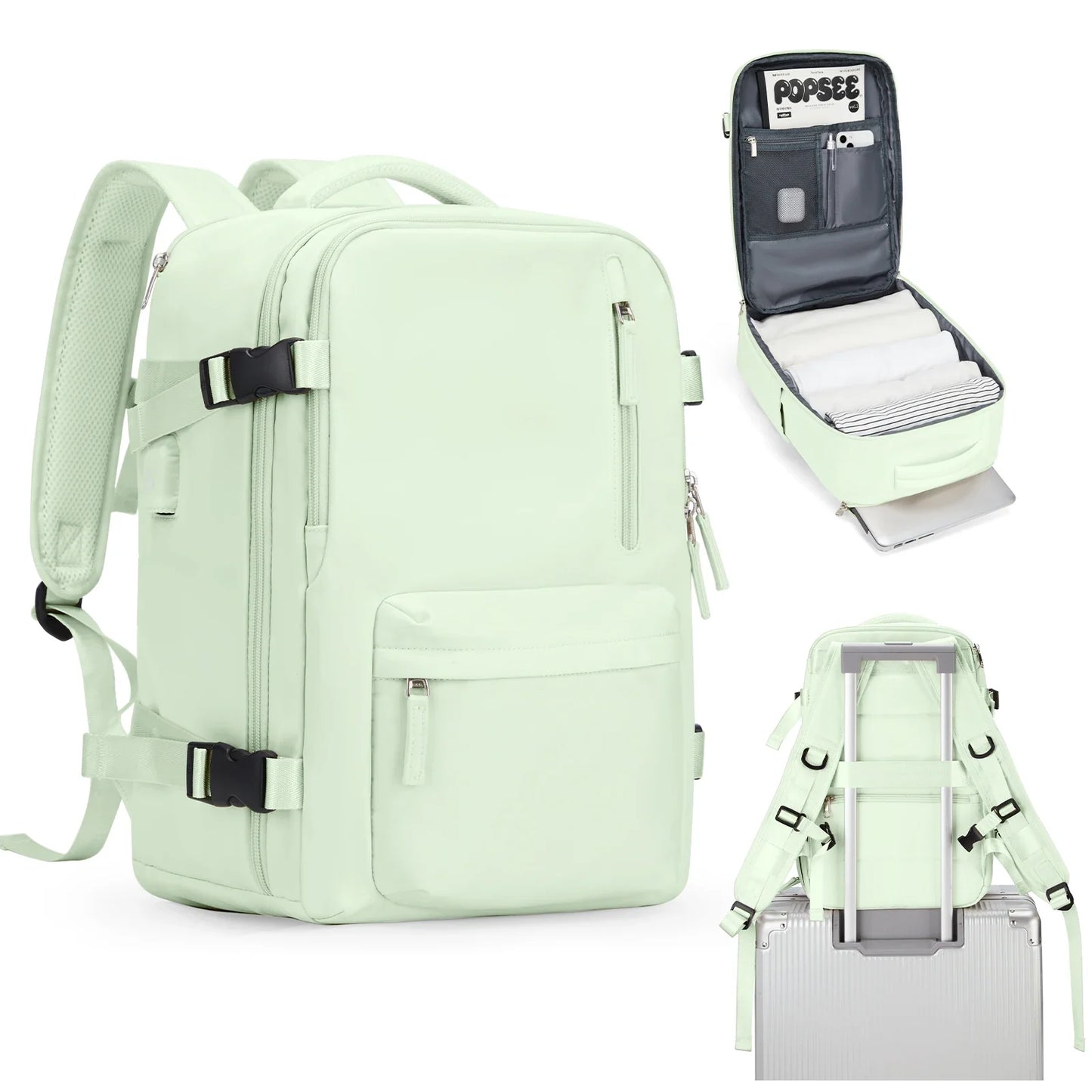 Women's Cabin Travel Backpack - Large Capacity, Water-Resistant Laptop Bag 45x36x20 cm, Fits EasyJet and Ryanair Carry-On Dimensions