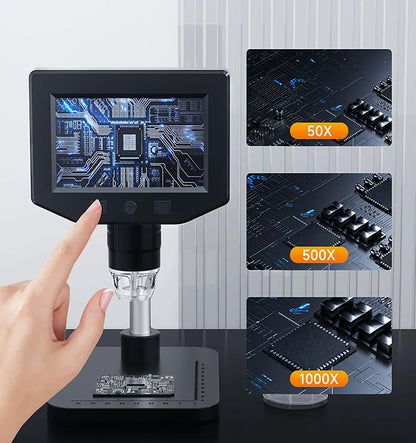 4.3 Inch LCD Digital Microscope | 1080P, 50-1000x Zoom Stereo Camera for Electronics Repair & PCB Inspection