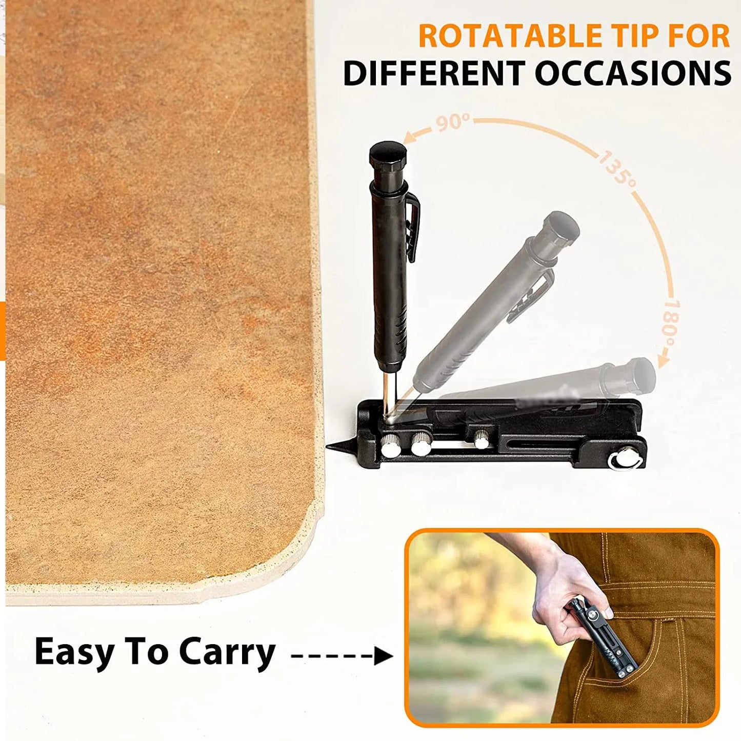Multi-Function Scribing Tool: Construction Pencil DIY Woodworking Compass - Contour Gauge Scriber Line Maker & Measuring Tool