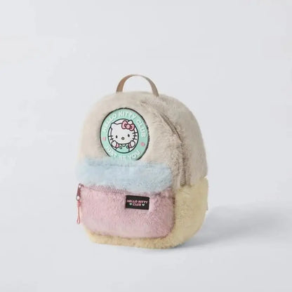 Disney Stitch Plush Autumn Backpack - Hello Kitty Cute Color-Block Bag for Kids, Perfect School Gift