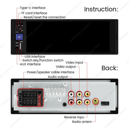 NaviFly 6.86" 1-DIN MP5 Car Stereo — Wireless CarPlay & Android Auto Multimedia Player with BT & FM