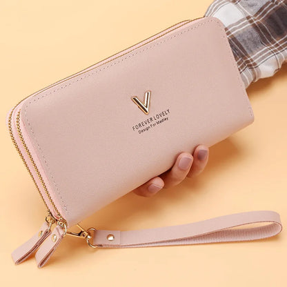 Long Women’s PU Leather Wallet – Double Zipper Tassel Clutch with Coin Purse & Card Holder