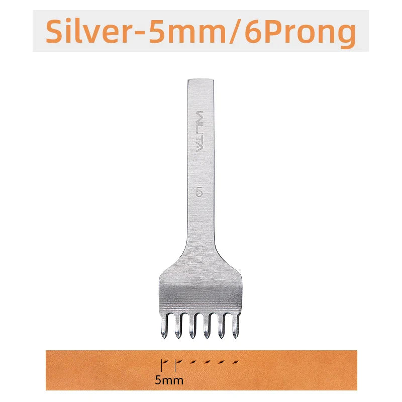 WUTA Leather Chisel Tool – Diamond Pricking Iron with 3/4/5/6mm Hole Punch for Stitching & Leathercraft
