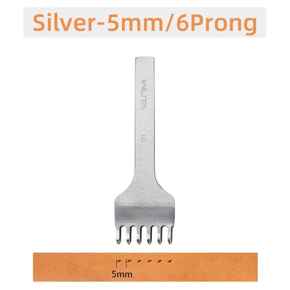 WUTA Leather Chisel Tool – Diamond Pricking Iron with 3/4/5/6mm Hole Punch for Stitching & Leathercraft