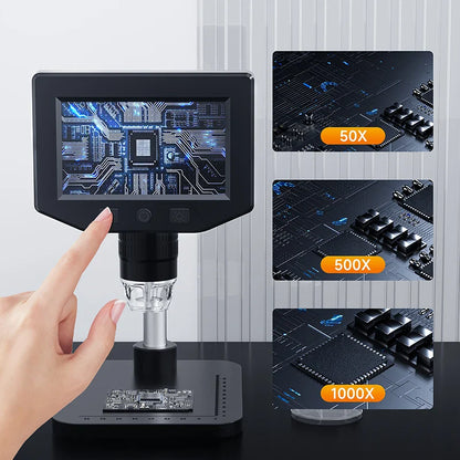 4.3 Inch LCD Digital Microscope | 1080P, 50-1000x Zoom Stereo Camera for Electronics Repair & PCB Inspection