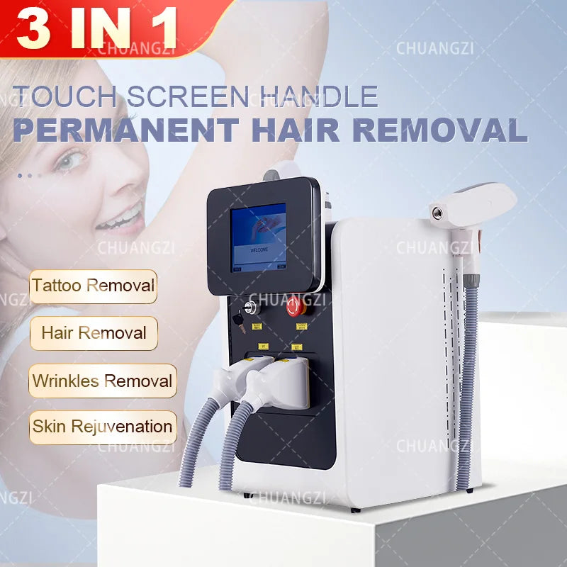 3-in-1 Portable Professional ND YAG & IPL Laser Machine – Hair, Tattoo & Pigment Removal, Skin Rejuvenation