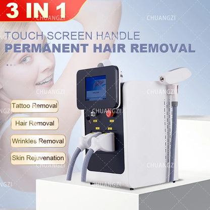 3-in-1 Portable Professional ND YAG & IPL Laser Machine – Hair, Tattoo & Pigment Removal, Skin Rejuvenation