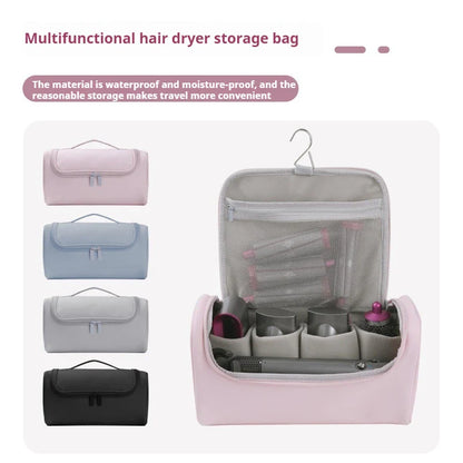 Large Capacity Curling Iron & Hair Dryer Storage Bag – Waterproof, Non-Slip Hanging Pouch with Hideable Hook