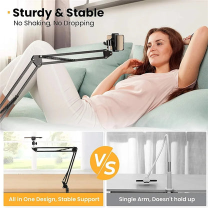 Flexible Arm Phone Tripod Stand for Table & Desktop | Foldable Overhead Mount for Live Video & Photography