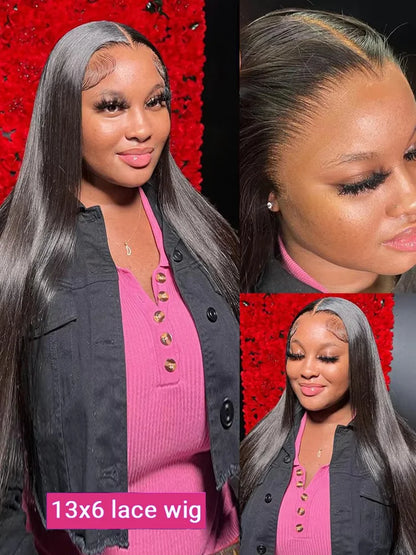 250 Density HD Lace Front Human Hair Wig - 13x4 13x6 Transparent Lace Bone Straight Brazilian Frontal Wig 30 40 Inch