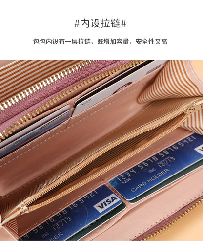 Long Women’s PU Leather Wallet – Double Zipper Tassel Clutch with Coin Purse & Card Holder
