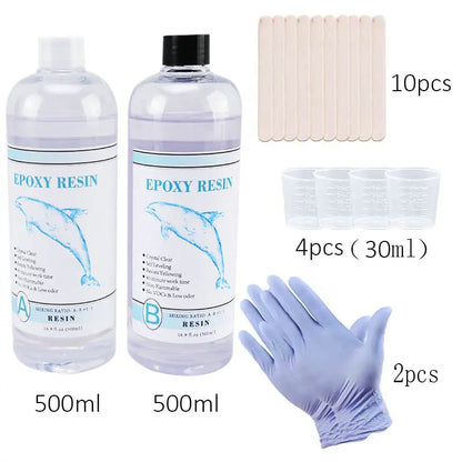 1:1 Clear Epoxy Resin Kit – Crystal Clear 2-Part Casting Resin Set with Measuring Cups, Stir Stick & Silicone Gloves for Art & DIY Crafts