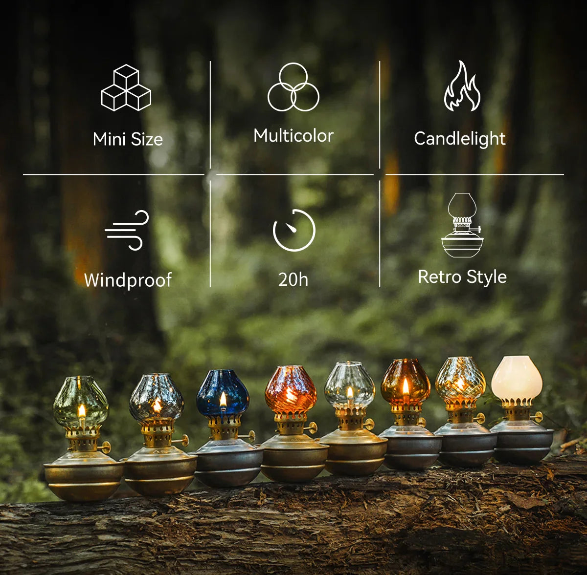 ThousWinds Luminara Mini Oil Lamp – Windproof Portable Retro Lantern with 20-Hour Burn Time for Camping and Hiking