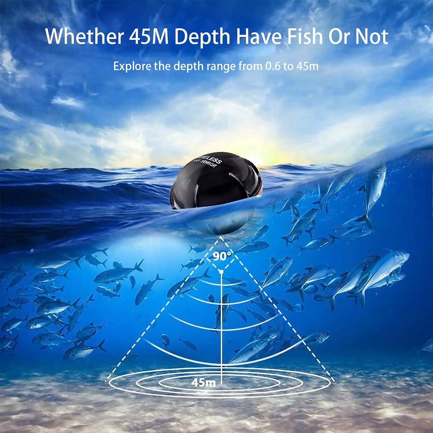 Wireless Sonar Fish Finder - Portable Underwater Fishing Detector with Echo Sounder and Fishing Alert