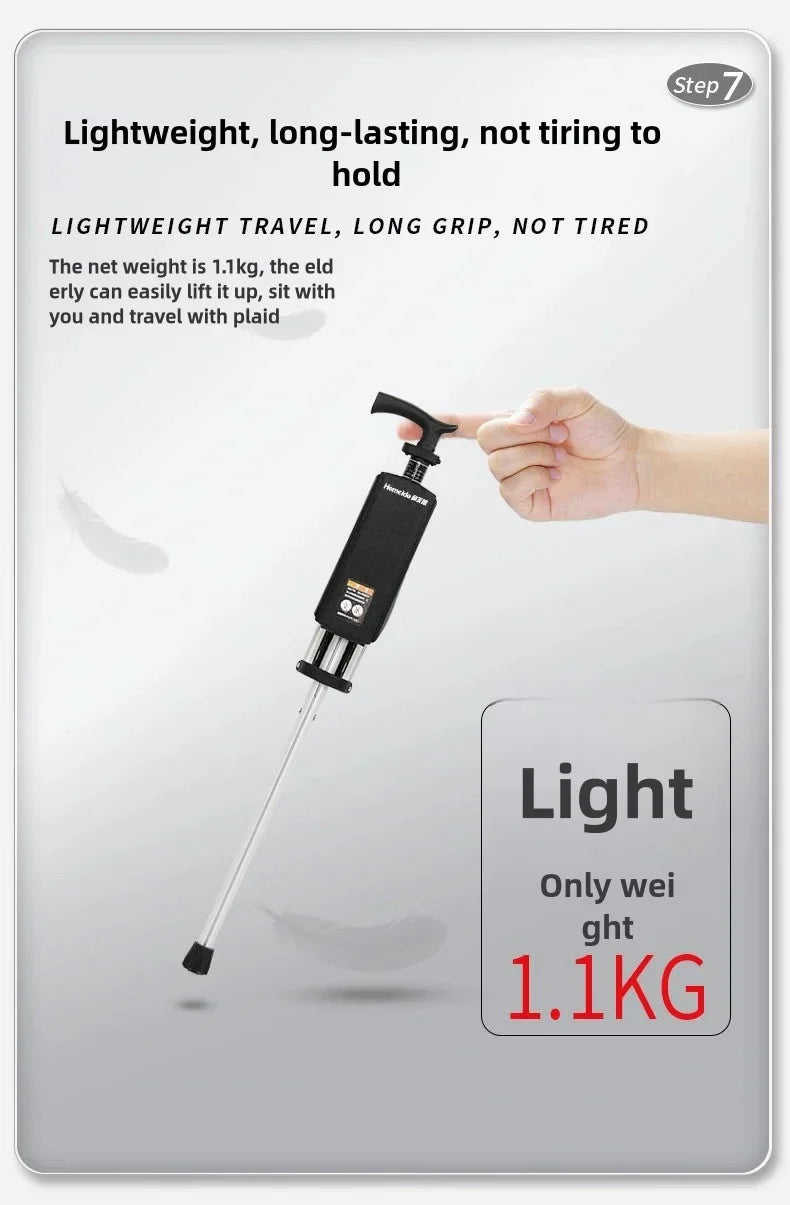 2-in-1 Portable Folding Cane & Chair — Quick-Fold Walking Stick with Built-In Seat and Three Legs