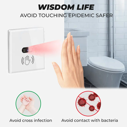 SMATRUL Wall Smart Light Switch with Infrared Sensor - No Touch Needed, EU UK 220V 110V - Glass Screen Panel, Electrical Power On/Off for Lamps