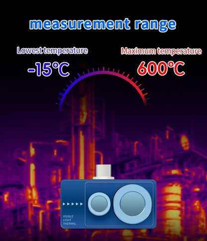 TOOLTOP T7Pro Android Thermal Imager – 256x192 Infrared Camera, -50~600℃, 12 Languages for Industrial Inspection