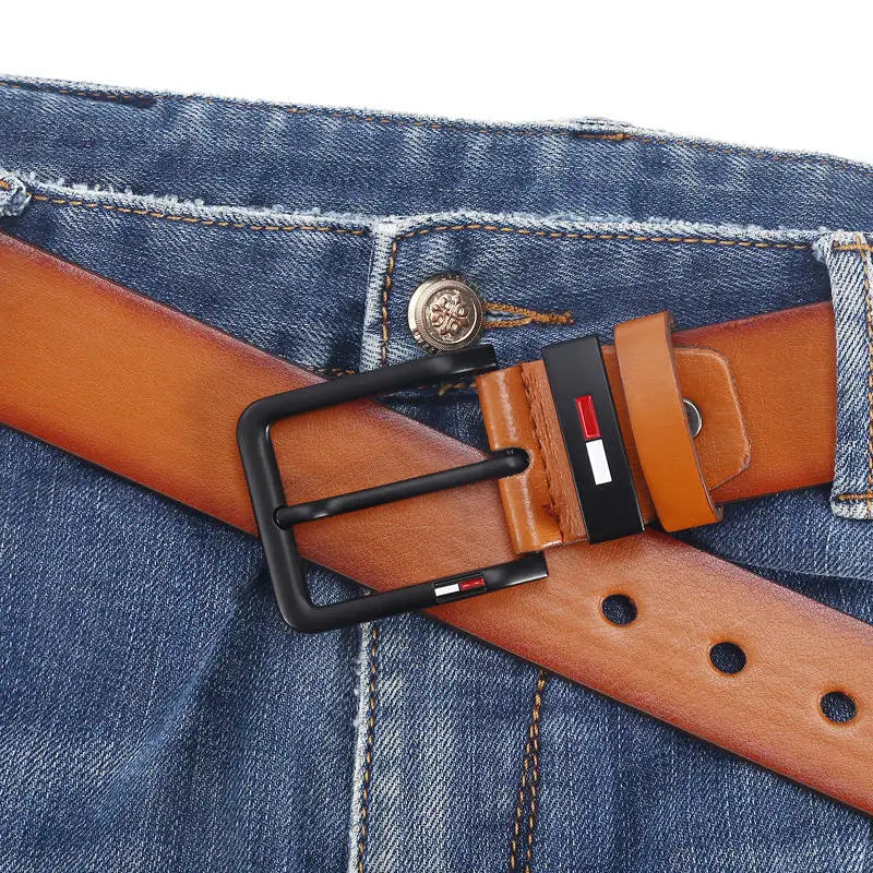 Men’s PU Leather Belt with Alloy Square Pin Buckle — Business & Casual Fashion Waistbelt, Black, Coffee, Brown, 2023 Style