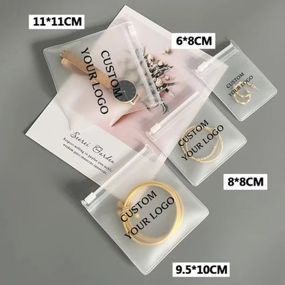 Personalized Transparent EVA Jewelry Zipper Bag – Frosted Plastic Storage Pouch for Ring, Earring, Necklace & Bracelet Packaging