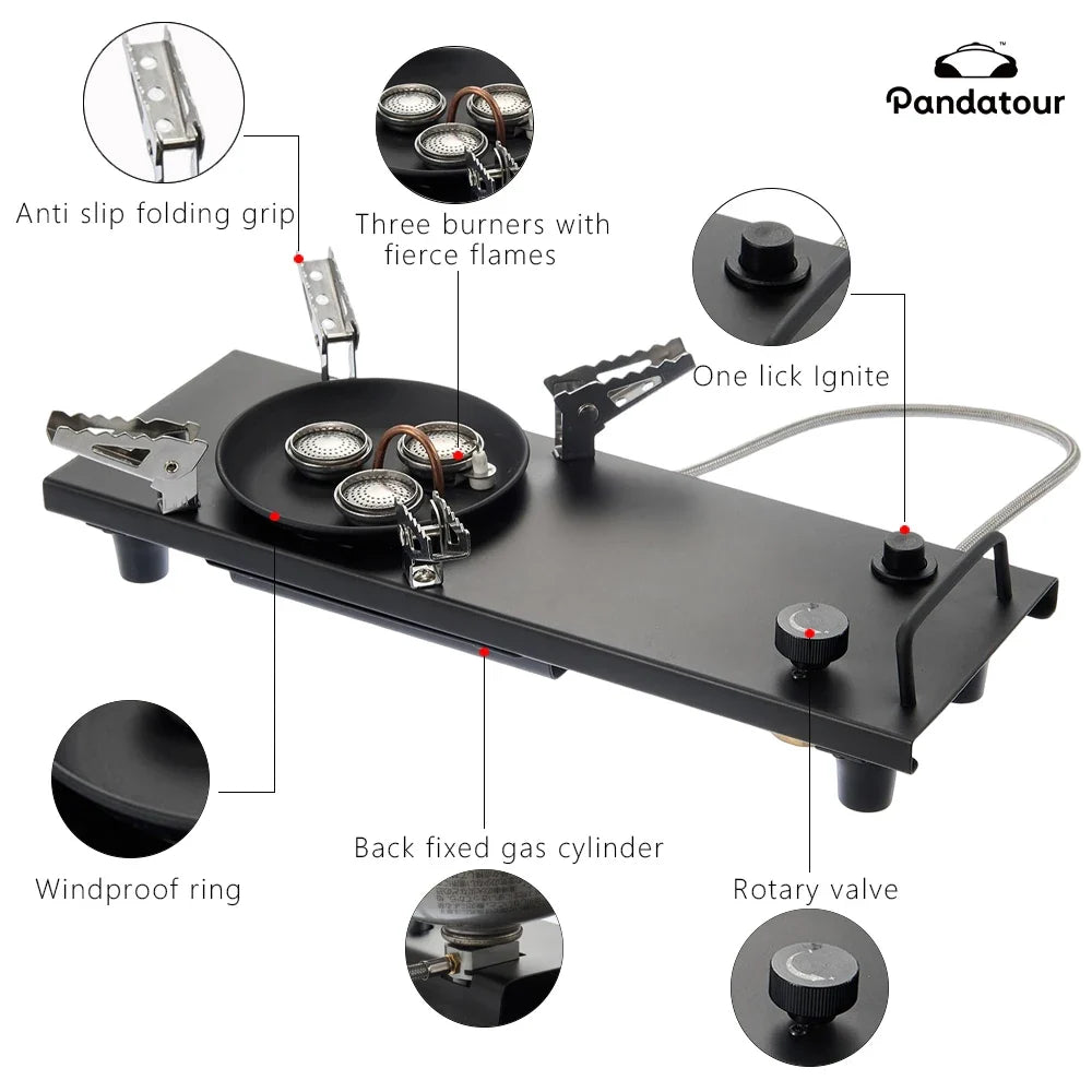 Pandatour IGT Folding Camping Gas Stove - One-Click Ignition High-Power Portable Table Burner
