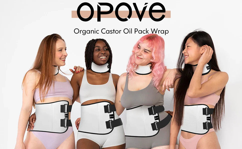 OPOVE Castor Oil Pack Wrap - 2 Pack Organic Cotton Flannel, Reusable Kit for Liver Detox, Fibroids & Thyroid Neck Care
