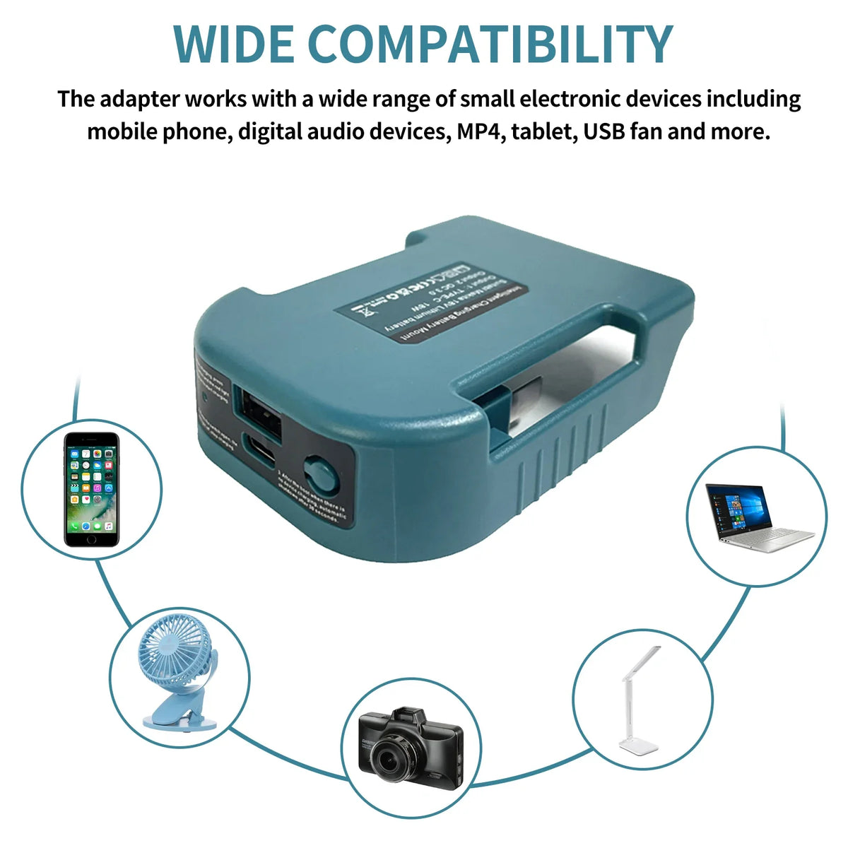 Makita 18V & 40V Battery Holder with USB & Type-C – Compatible with BL1840, BL1850, BL1860, Fast Charging Adapter for Makita Chargers
