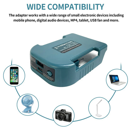 Makita 18V & 40V Battery Holder with USB & Type-C – Compatible with BL1840, BL1850, BL1860, Fast Charging Adapter for Makita Chargers