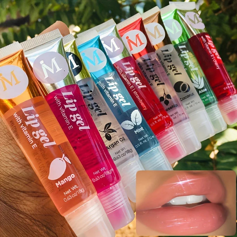 6Pcs Moisturizing Clear Lip Gloss Set – VE, Rosehip, Argan, Peppermint, Aloe & Coconut Flavors, Plumping Lip Oils Gift