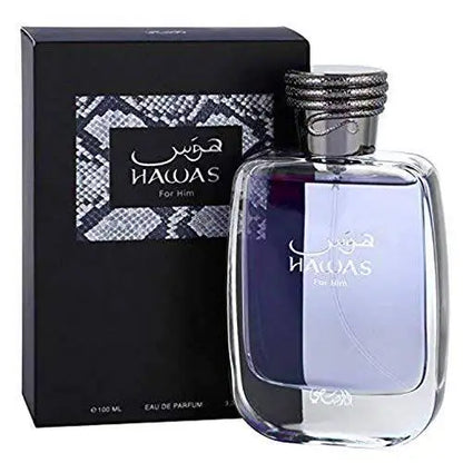 RASASI Hawas Black Eau de Parfum for Men – 3.4 Oz | Long-Lasting Premium Arabian Fragrance