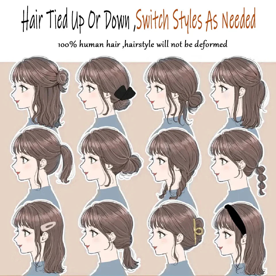 Dazzeal Human Hair Topper – 100% Real Straight Hair, Lace Base, Clip-In with Bangs, 10x12cm, 360° Coverage