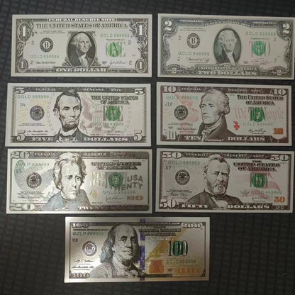 7/8/36Pcs Gold Plated US Dollar Bills – Gold Foil Fake Money for Crafts, Collection & Home Decor