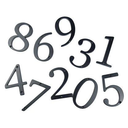 Black 101mm House Numbers - Modern Zinc Alloy Door & Mailbox Address Signs with Screws