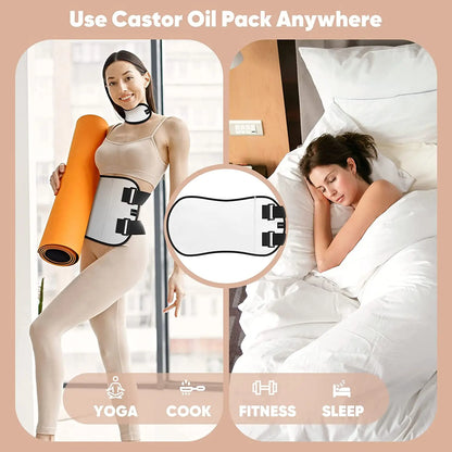 OPOVE Castor Oil Pack Wrap - 2 Pack Organic Cotton Flannel, Reusable Kit for Liver Detox, Fibroids & Thyroid Neck Care