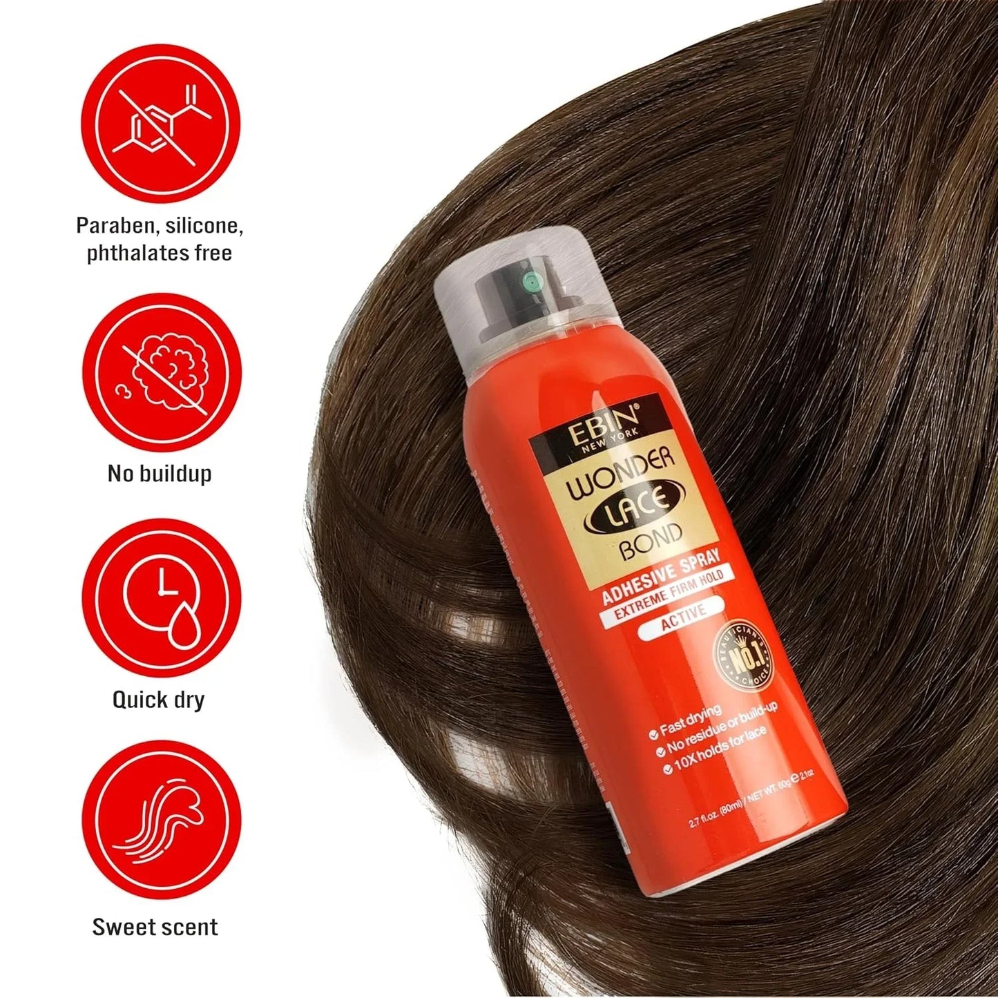 Ebin Wonder Lace Bond Melting Spray – Extreme Firm Hold, Sweat & Water-Resistant Adhesive