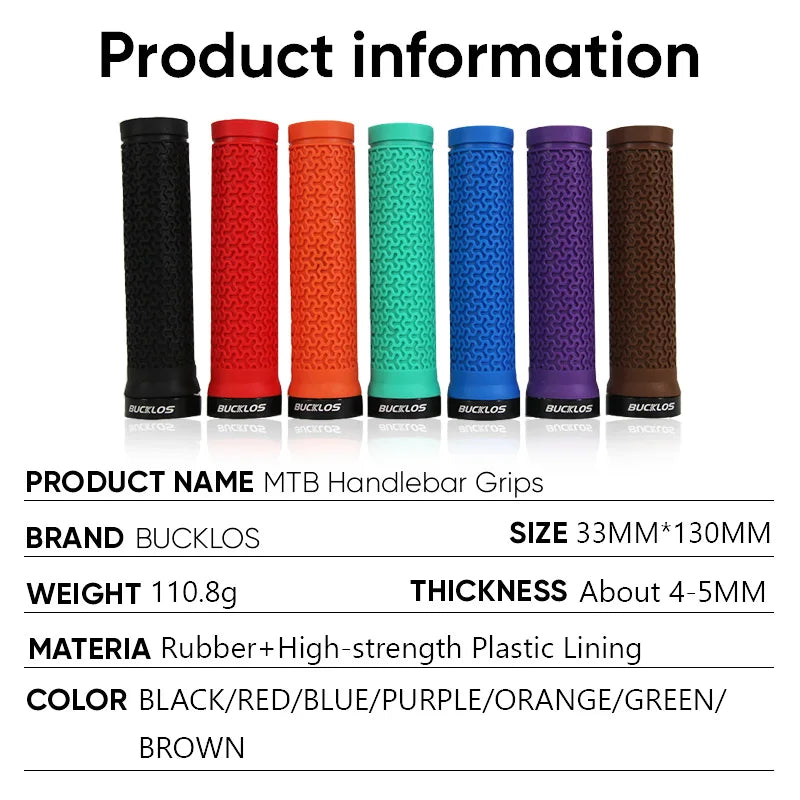 BUCKLOS Lock-On Bicycle Handlebar Grips — Anti-Slip Waterproof MTB Damping Cuffs for Mountain Bikes