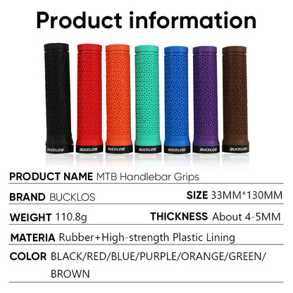 BUCKLOS Lock-On Bicycle Handlebar Grips — Anti-Slip Waterproof MTB Damping Cuffs for Mountain Bikes