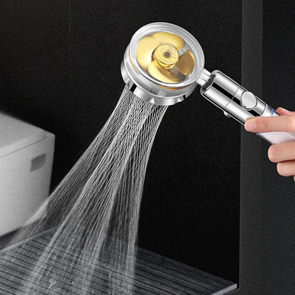 360° Rotation Turbo Fan Shower Head – High Pressure, Water-Saving Adjustable Spray with Filters for Bathroom Accessories