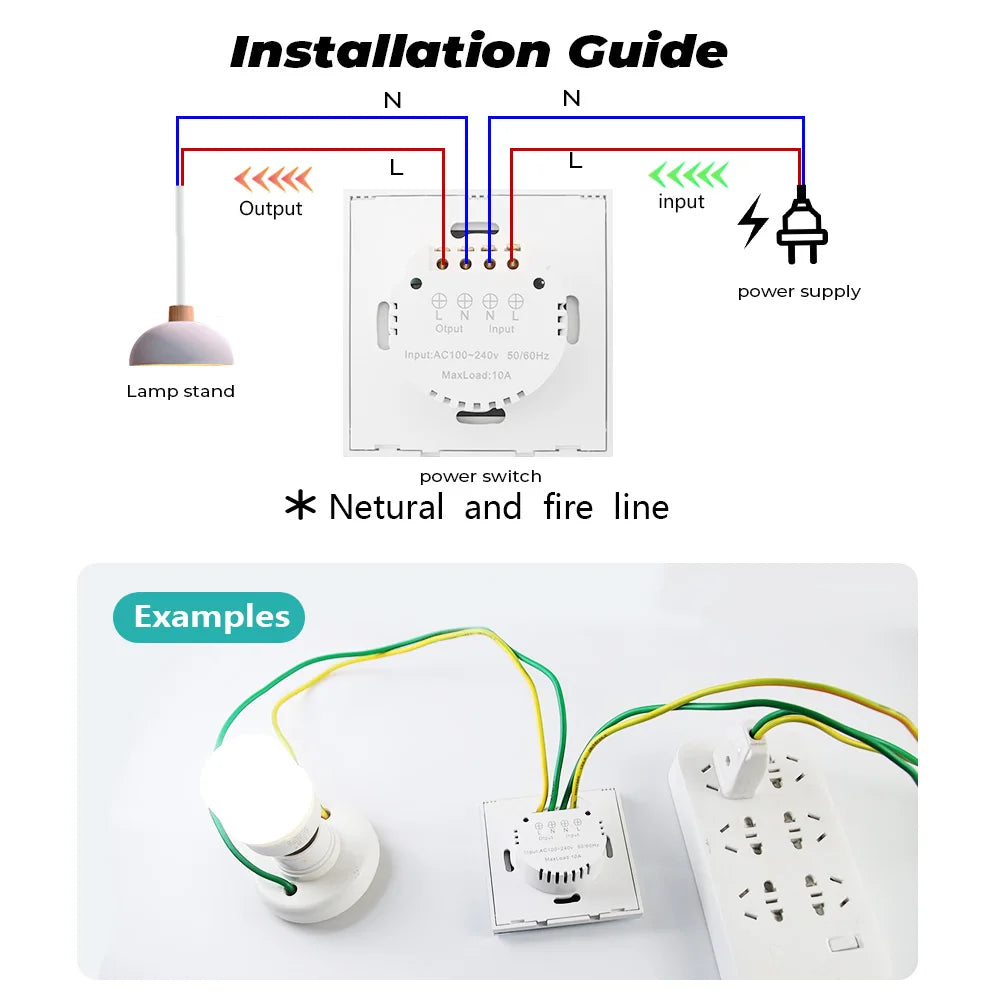 SMATRUL Wall Smart Light Switch with Infrared Sensor - No Touch Needed, EU UK 220V 110V - Glass Screen Panel, Electrical Power On/Off for Lamps