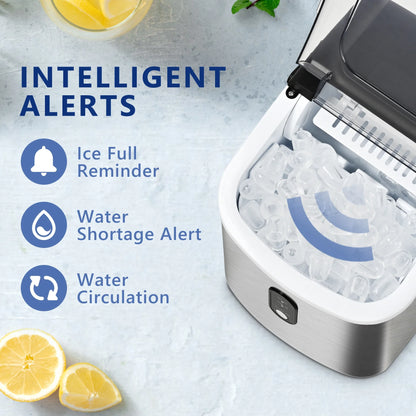 SIMZLIFE Portable Ice Maker Machine – 26.5lbs/Day, 9 Cubes in 6 Mins with Auto-Cleaning & Scoop