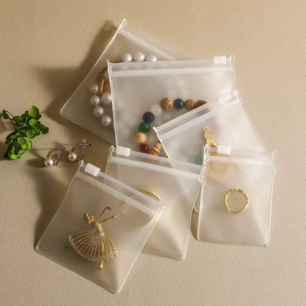 Personalized Transparent EVA Jewelry Zipper Bag – Frosted Plastic Storage Pouch for Ring, Earring, Necklace & Bracelet Packaging