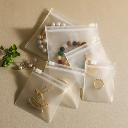 Personalized Transparent EVA Jewelry Zipper Bag – Frosted Plastic Storage Pouch for Ring, Earring, Necklace & Bracelet Packaging