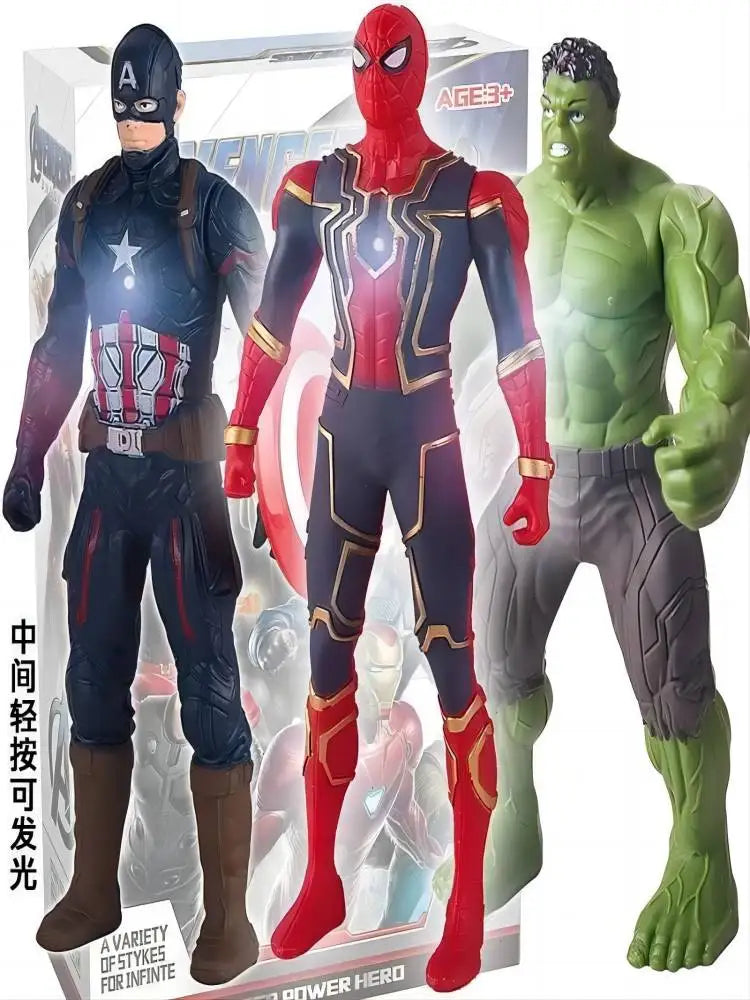 17cm Marvel Anime Action Figures – Spiderman, Hulk, Iron Man Toys for Kids, Cartoon Glow Doll Christmas Gift