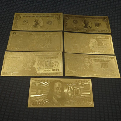 7/8/36Pcs Gold Plated US Dollar Bills – Gold Foil Fake Money for Crafts, Collection & Home Decor